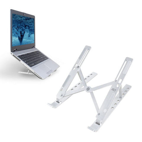 ACT Aluminium Foldable Laptop Stand for Desk (V-Shape), Ergonomic Laptop Riser up to 15.6”, Adjustable Height 6 Positions