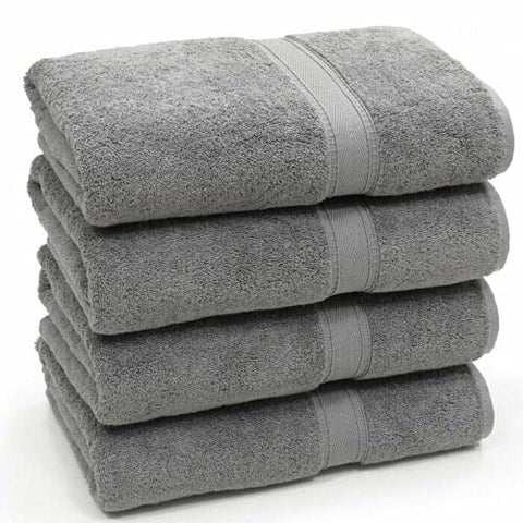 Nausha Pack of 4 Bath Towels 100% Egyptian Cotton Towels Set Super Soft and Highly Absorbent Towels 500 GSM (Silver)
