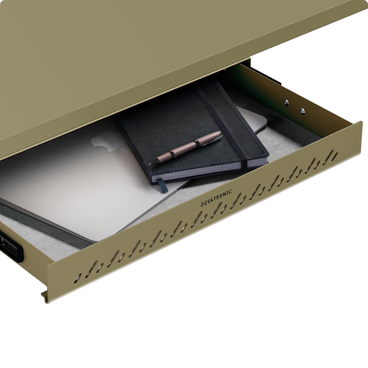 Desktronic Hidden Organizer, Under-Desk Storage Drawer - Easy Installation, Space-Saving, Large Capacity, Metal, for Office and Vanity