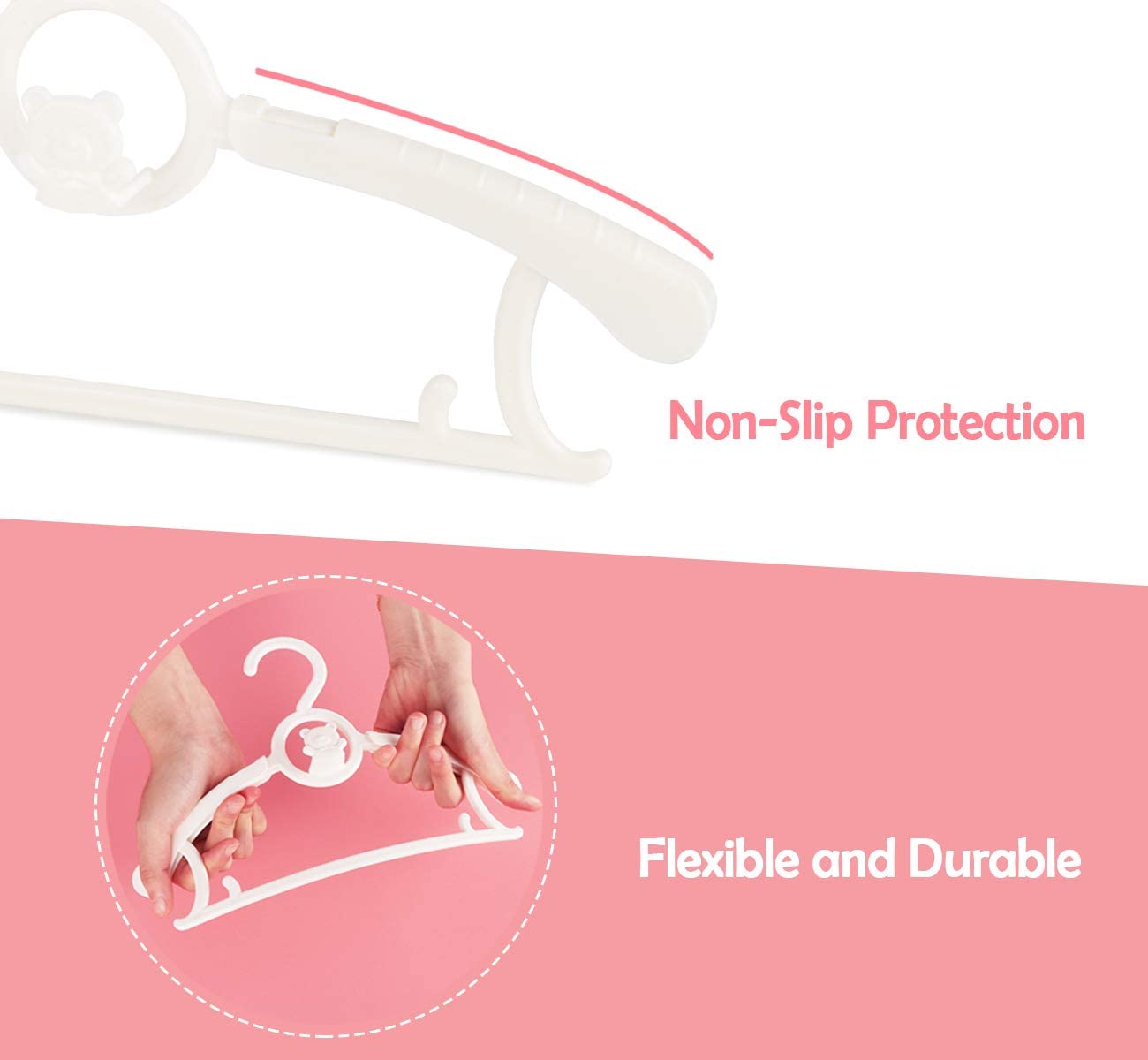 Baby Hangers for Closet 20pcs, HGYZE White Kids Clothes Hanger Plastic, 11-14" Adjustable Bulk Perchas for Newborn