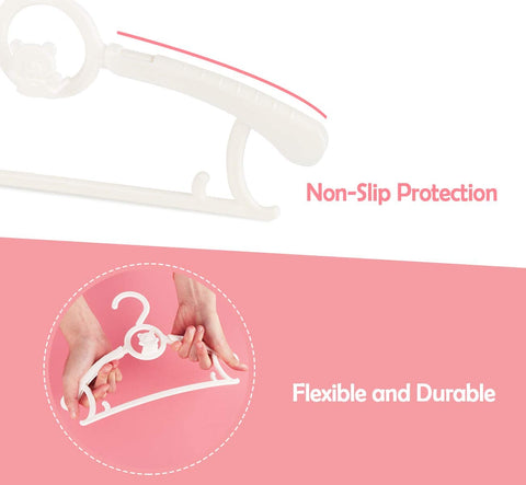 Baby Hangers for Closet 20pcs, HGYZE White Kids Clothes Hanger Plastic, 11-14" Adjustable Bulk Perchas for Newborn