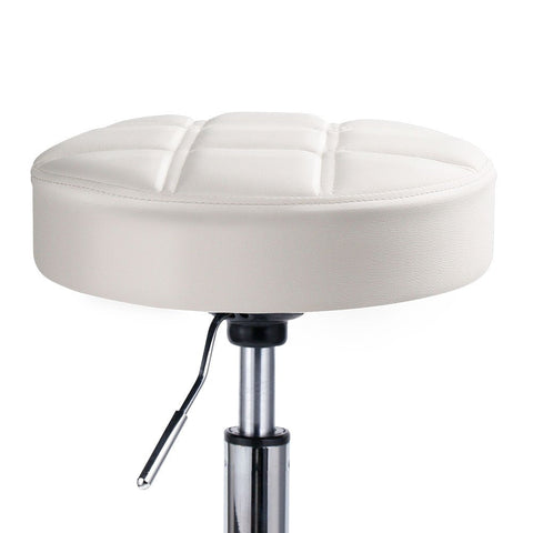 Round Swivel Beauty Stool Adjustable PU Leather Seat (White / Φ14")