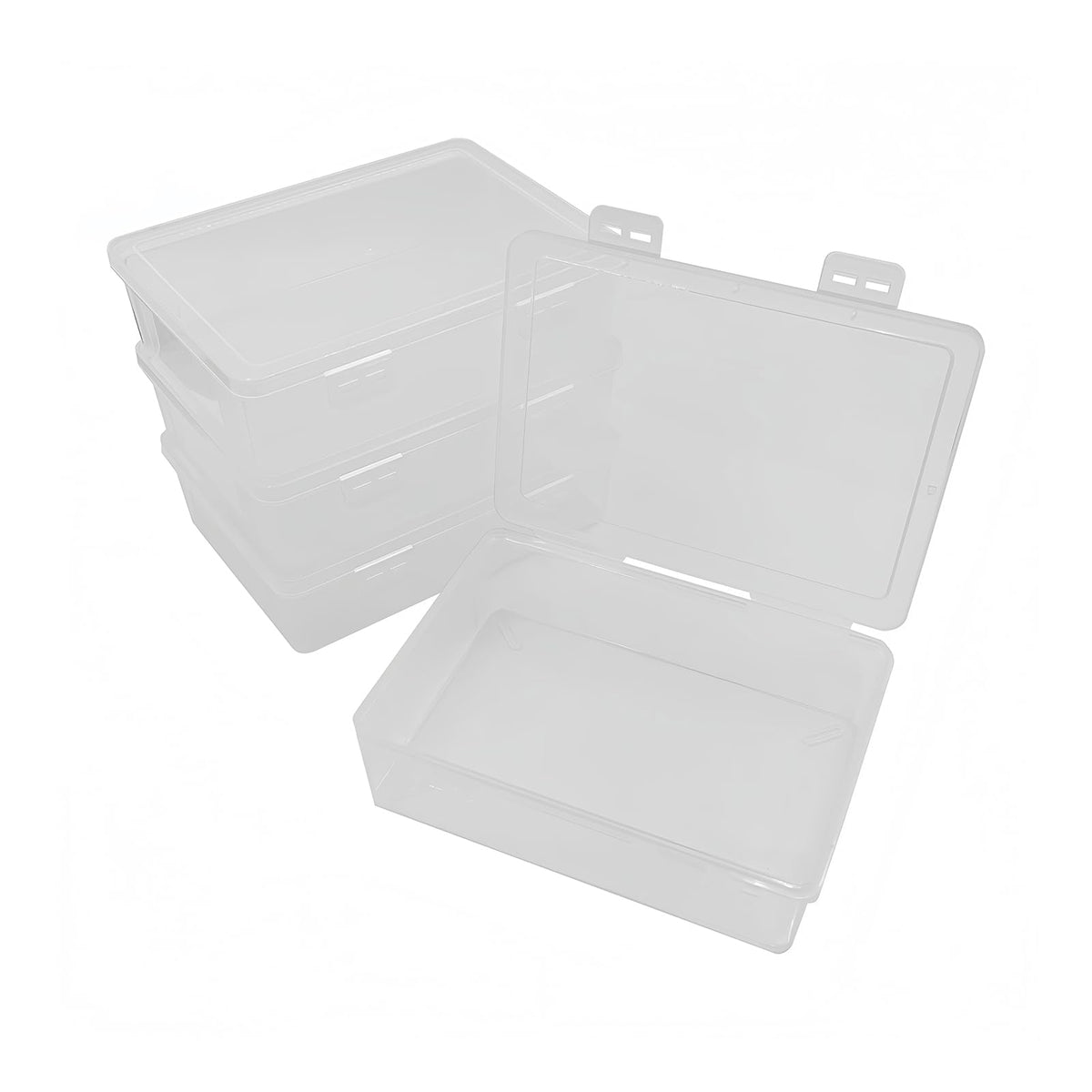 WYAN 4pcs Storage Boxes with Lids, Plastic Box, Stackable Storage Box, Clear Storage Boxes with Lids, for Home, Office, School, Storage of Sundries