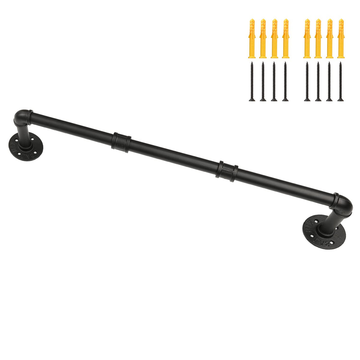 Industrial Pipe Clothing Rack, Wall Ceiling Mounted Clothes Garment Rack 29.1'', Black Iron Pipe Clothes Hanging Bar