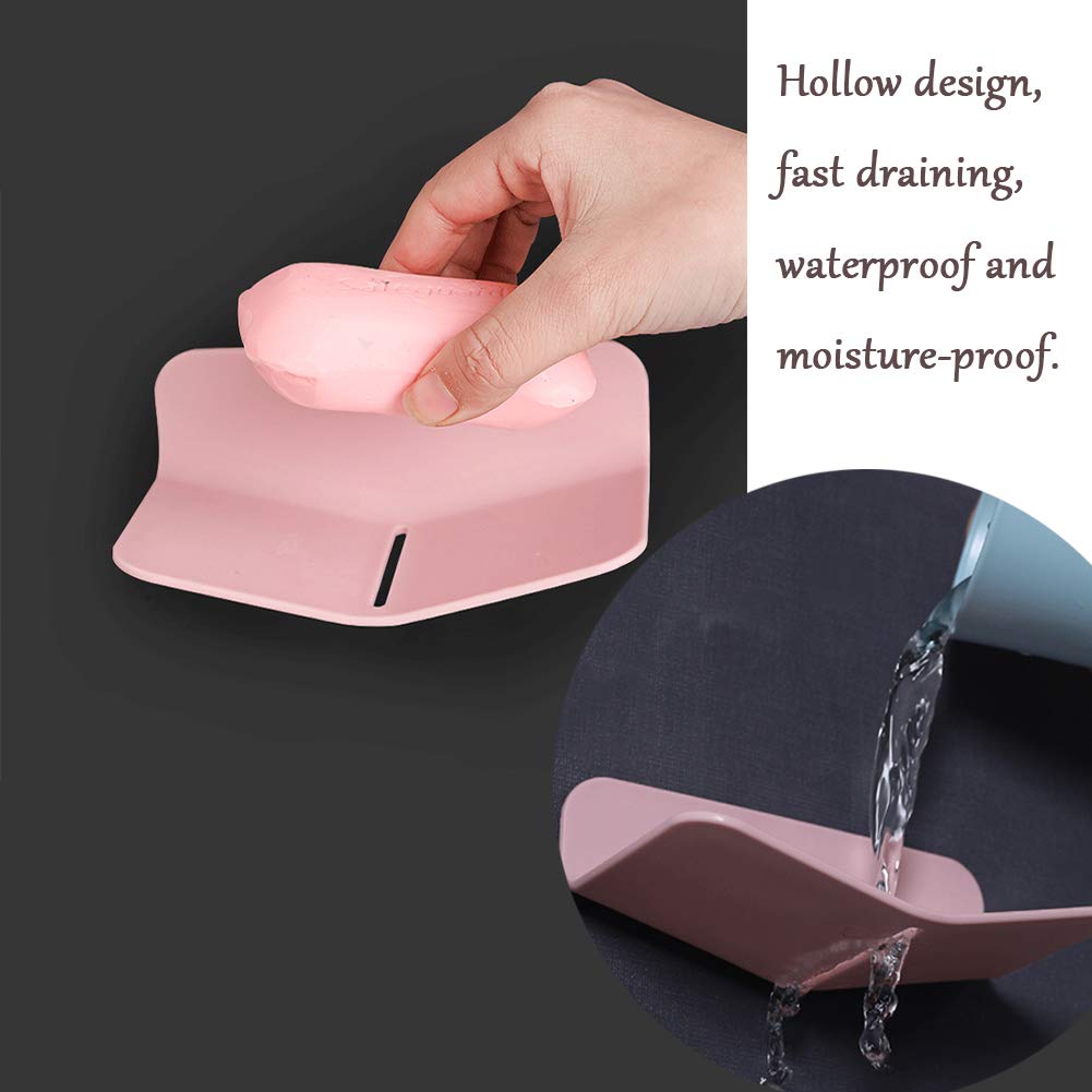 Self-draining Shower Soap Holder for Soap or Sponge No Drilling Soap Saver with Strong Viscosity for Shower V-shaped Soap Dish for Bathroom and