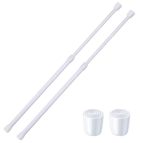 2 Pack Small Tension Rods 26 in to 39 Curtain Rods Window Rods in Extendable Width Spring Cupboard Bars for Kitchen Utensils, Closet, and Cabinet