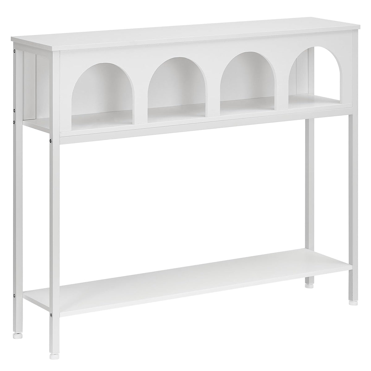 HOOBRO 100 cm Console Table with 3-Tier Storage, Arched Hallway Table with Sturdy Metal Frame, Narrow Sofa Table Behind Couch for Living Room