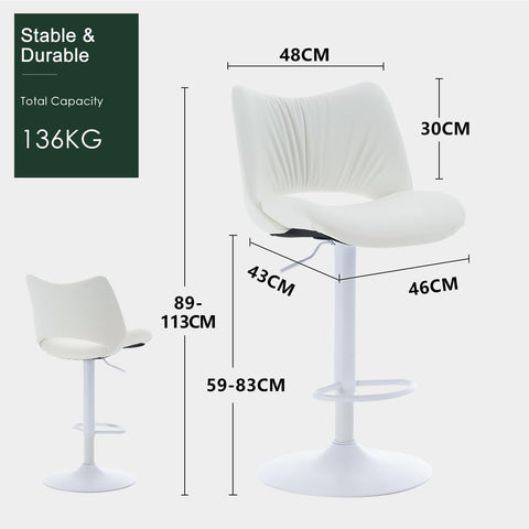 YOUNUOKE Single Bar Stool, Swivel Counter Height Barstool, White