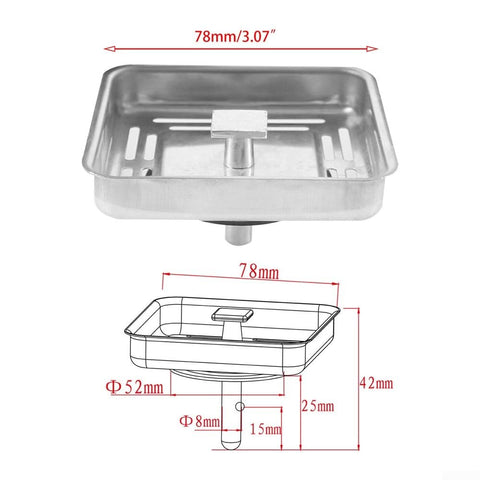 SPORTARC Square Kitchen Sink Strainer, Stainless Steel Kitchen Sink Strainer Drainer, Sink Anti-Blocking Mesh Stopper Basket Strainer Waste Plug