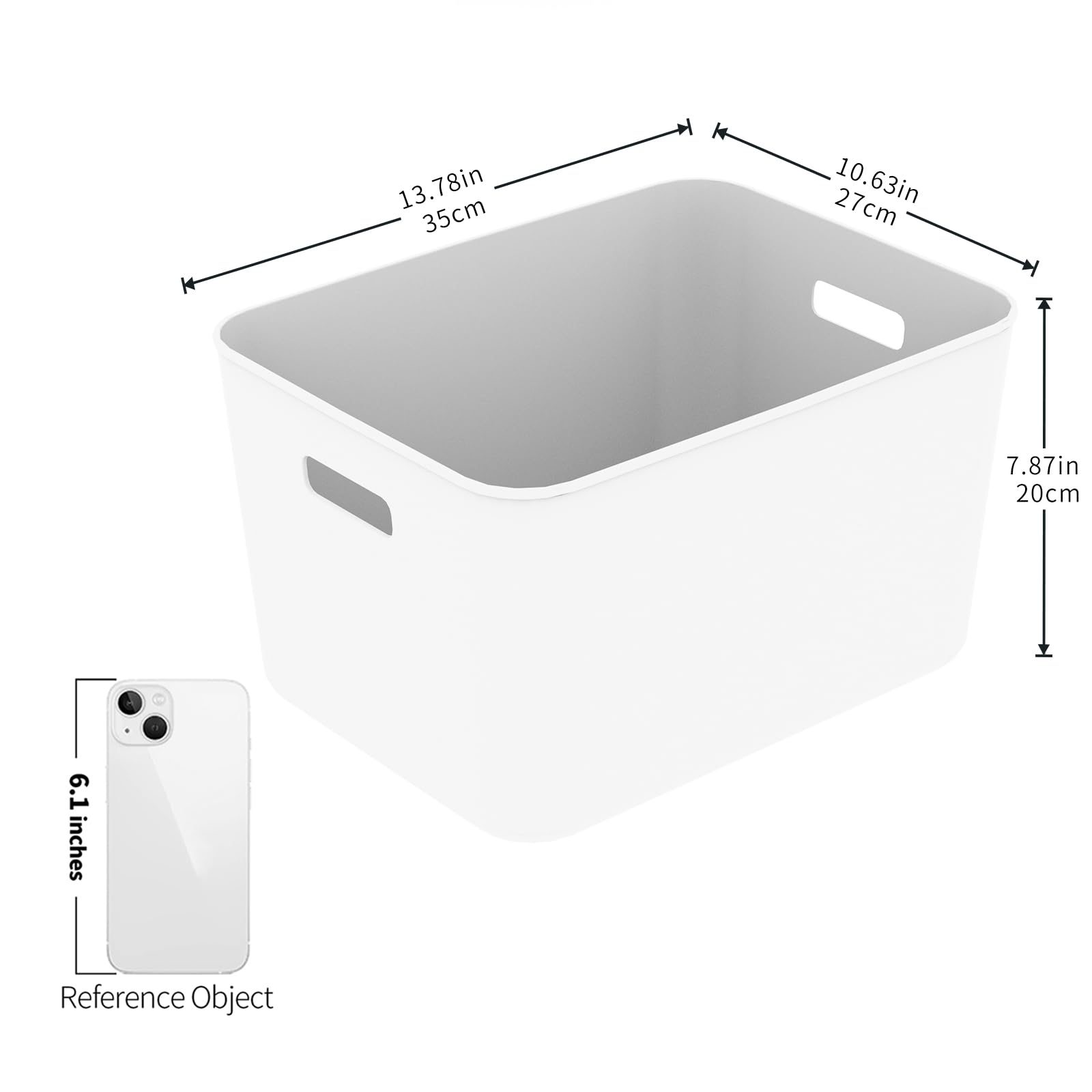 Cetomo 17L*6 Storage Basket, Plastic Open Storage Box, Containers for Shelves, Organizers with Handles for Office, Countertops, Cabinets, PP