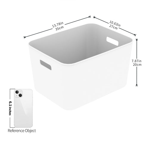 Cetomo 17L*4 Storage Basket, Plastic Open Storage Box, Containers for Shelves, Organizers with Handles for Office, Countertops, Cabinets, PP