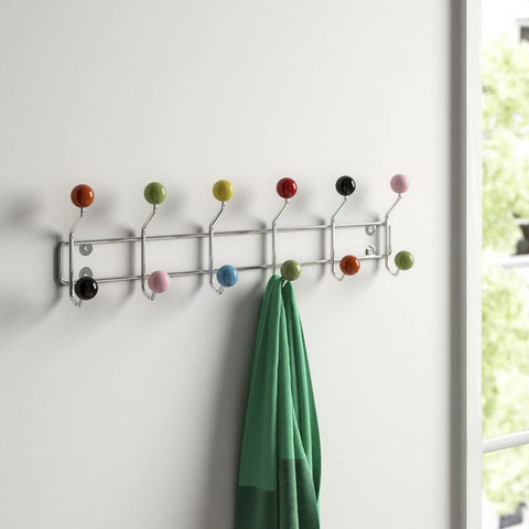 ASPECT Deluxe Wall-Mounted Coat Hanger-12 Hooks, Chrome/Multi, 55x6x12cm, CR03MULTI