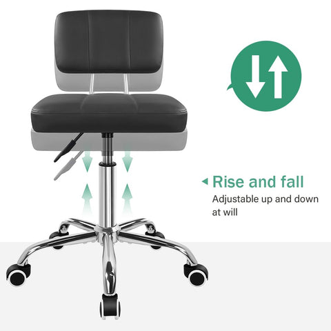 FURWOO Minimalist Square Office Chair with Backrest 360-Degree Swivel Stool with Wheels Height Adjustable Chair Suitable for Home Work Shop Task Spa