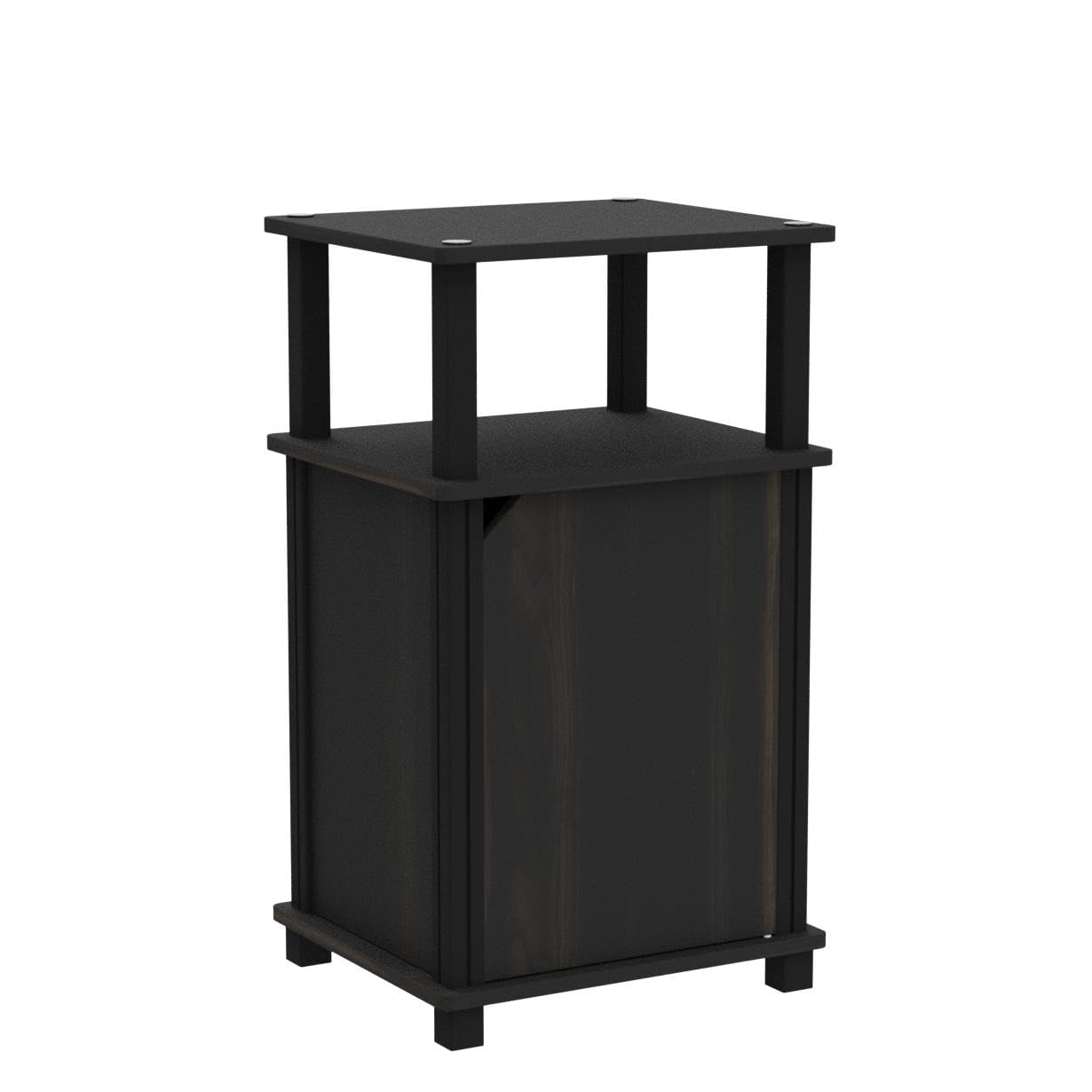 Furinno JUST Side Table Set of 2, 3-Tier End Table with Door Cabinet, Night Stand, Bedside Table with Open Shelf, for Living Room, Bedroom, Espresso