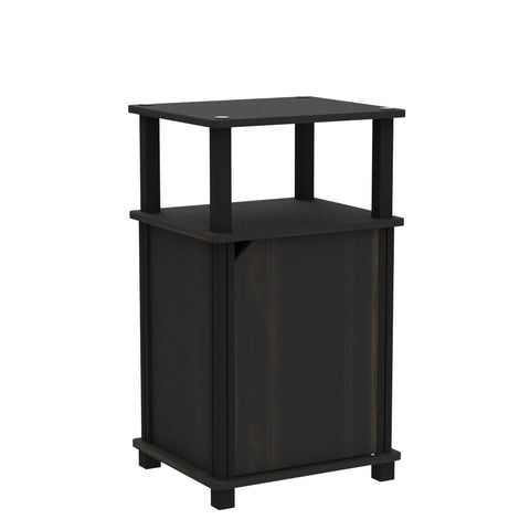 Furinno JUST Side Table Set of 2, 3-Tier End Table with Door Cabinet, Night Stand, Bedside Table with Open Shelf, for Living Room, Bedroom, Espresso