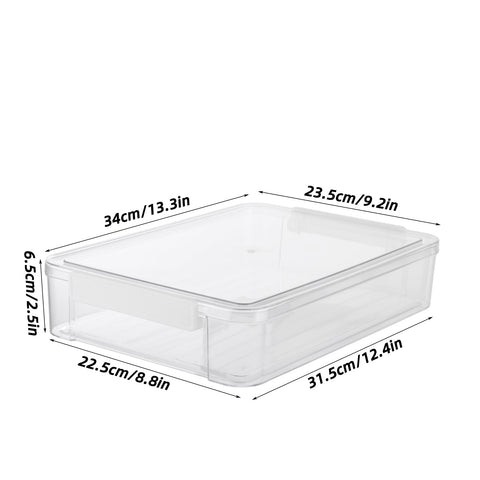 MEIDIV 4 PCS Plastic A4 Storage Boxes with Lids, 34.7x23.4x6.5CM Clear Stackable Shallow Storage Box, A4 Box for Paper Storage, Document, Stationery