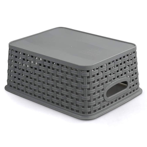 Teyyvn Set of 6 Plastic Storage Baskets, Cupboard Baskets, Gray