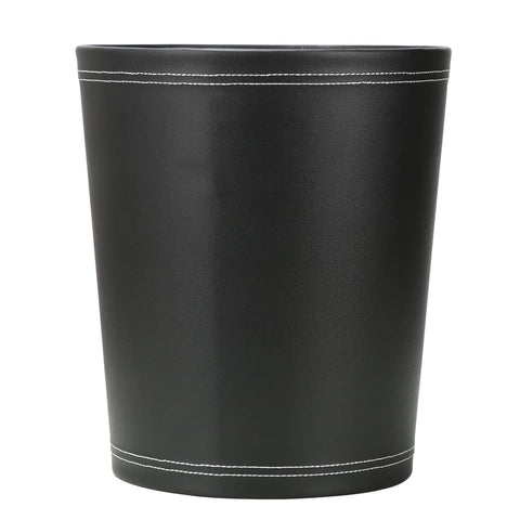 KINGFOM™ Classic Leather Waste Bin, Creative Waste Paper Basket, Storage Bin for Office, Home and High Class Hotel (Black)