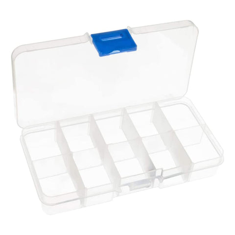 10 Compartment Transparent Small Storage Box 7 x 13 x 2.5cm Perfect for Electronic Components Jewellery Arts Crafts Beads Organiser