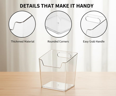 Punorric 4 Pack Kitchen Cupboard Door Storage Box, Self-Adhesive Wall Mounted Storage Baskets, Clear Bathroom Cupboard Organiser