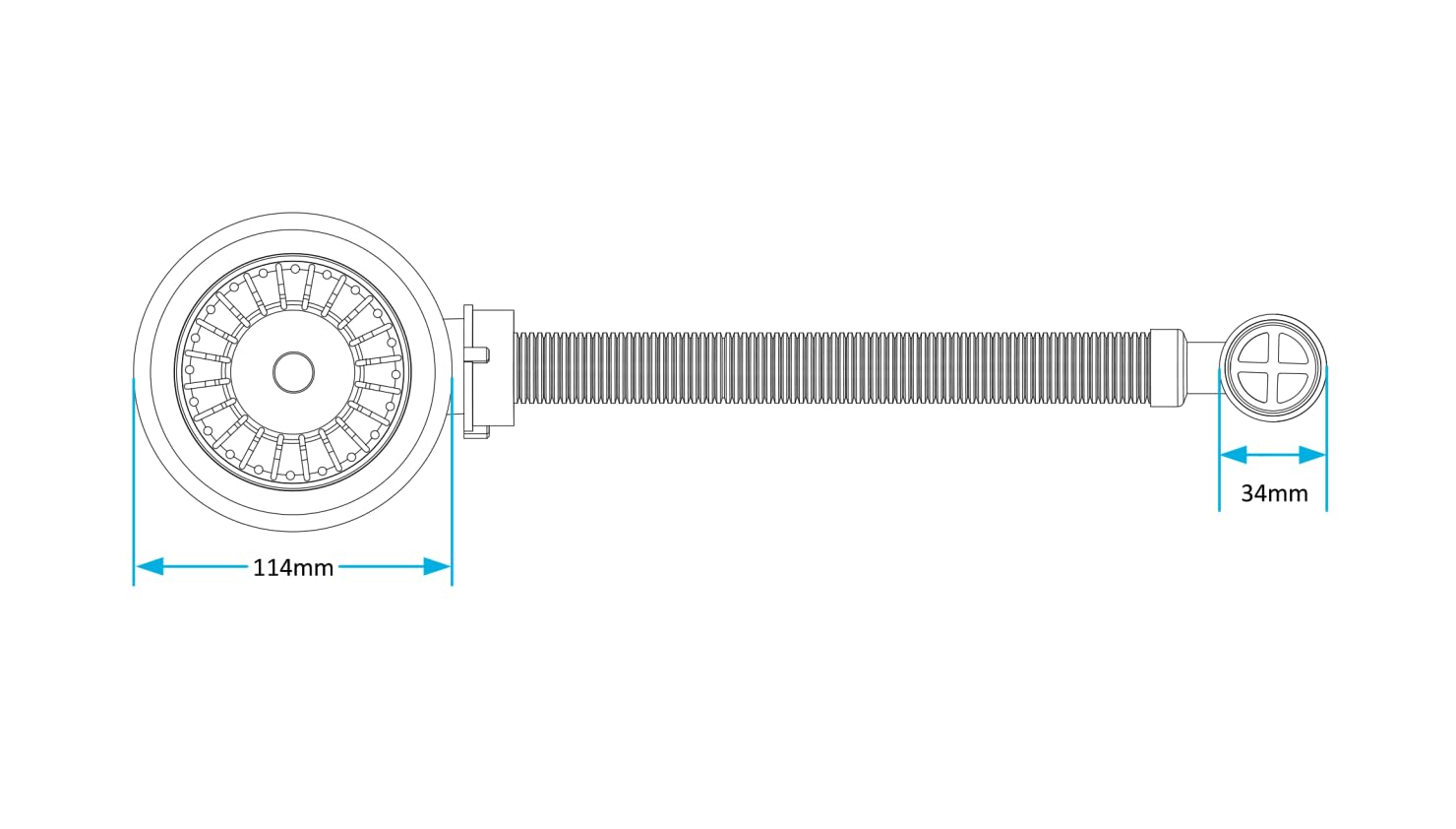 PlumbEZ 1½″ (40mm) Stainless Steel Basket Strainer Waste with Round Overflow – 113mm Flange, Removable Strainer Plug & Fixing Screw