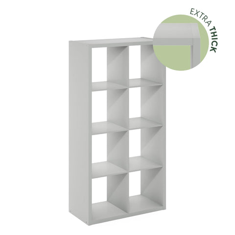 Furinno CUBICLE Book Shelf, 8-Cube Thick Frame Bookshelf, Horizontally & Vertically Reversible Bookcase with Open Back, 14.6 x 30 x 57.9
