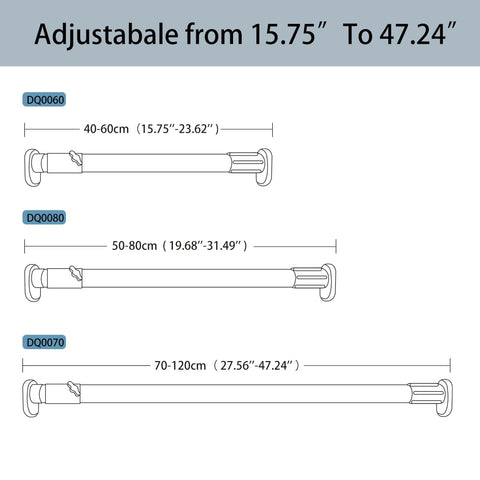 Hershii - Extendable Curtain Rod for Windows and Showers, Oval Head, Clothes Hanging Rod for Closets and Wardrobes, No Drilling, Tube Diameter