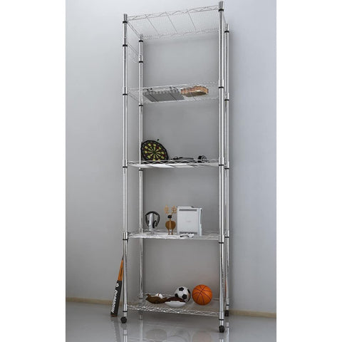 Himimi 5 Tier Wire Shelving Unit on Wheels, Kitchen Storage Unit, Adjustable Height Display Rack for Home&Kitchen 23.2 x 13.8 x 72 inch (L x W x H)