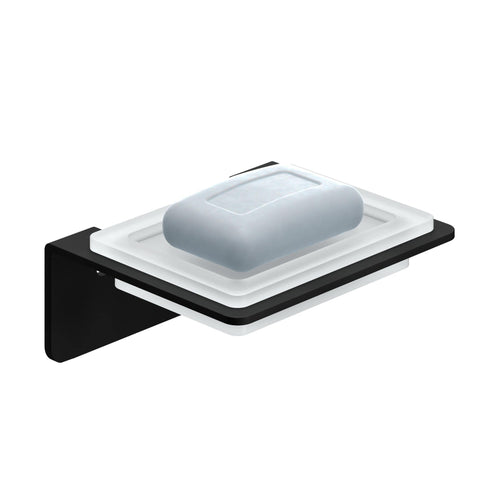 WEISSENSTEIN Soap Dish self adhesive - 100% Stainless steel and glas - Wall mounted bathroom accessories