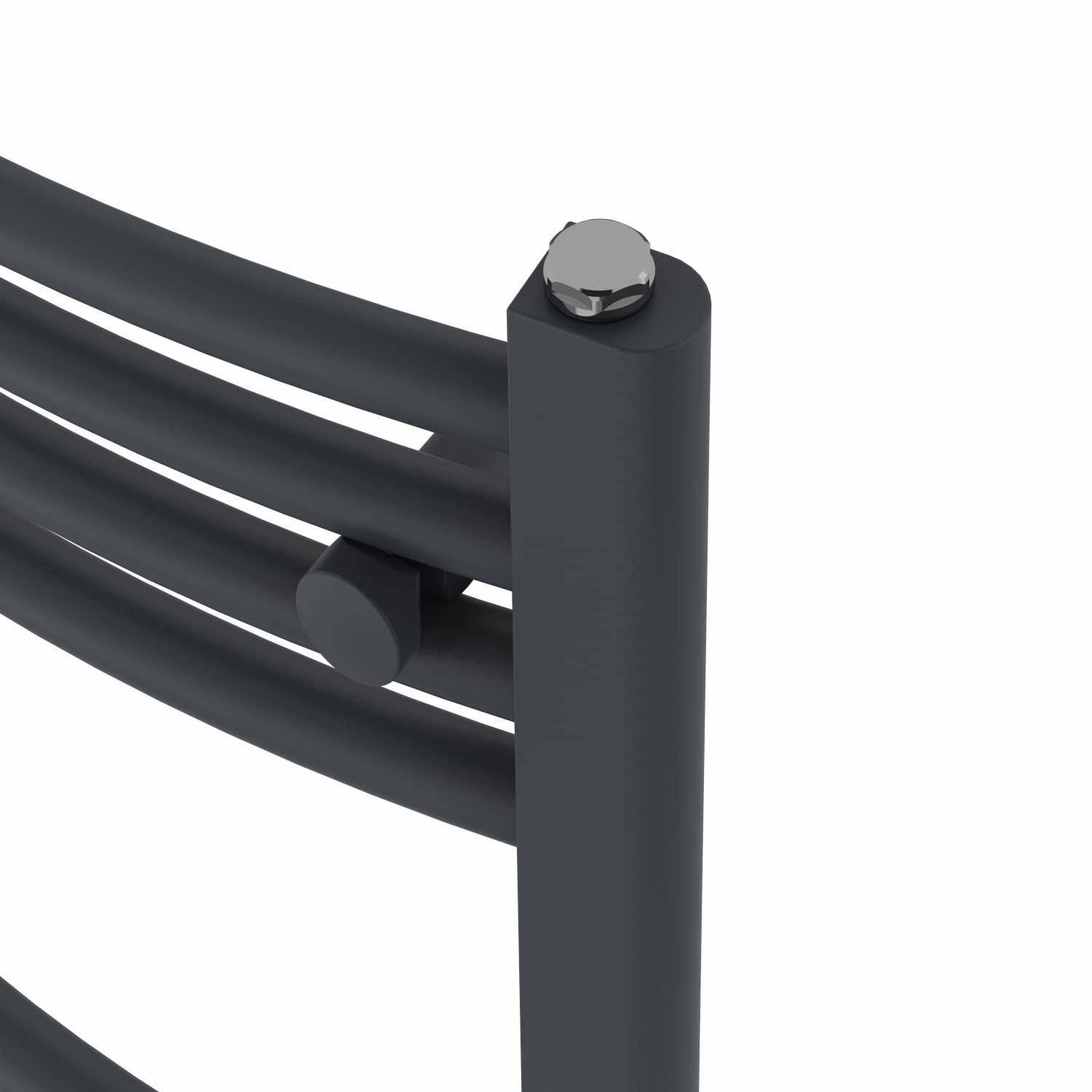 Warmehaus Curved Bathroom Heated Towel Rail Warmer 1400x500mm Anthracite