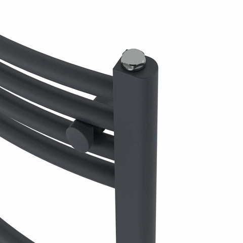 Warmehaus Curved Bathroom Heated Towel Rail Warmer 1400x500mm Anthracite