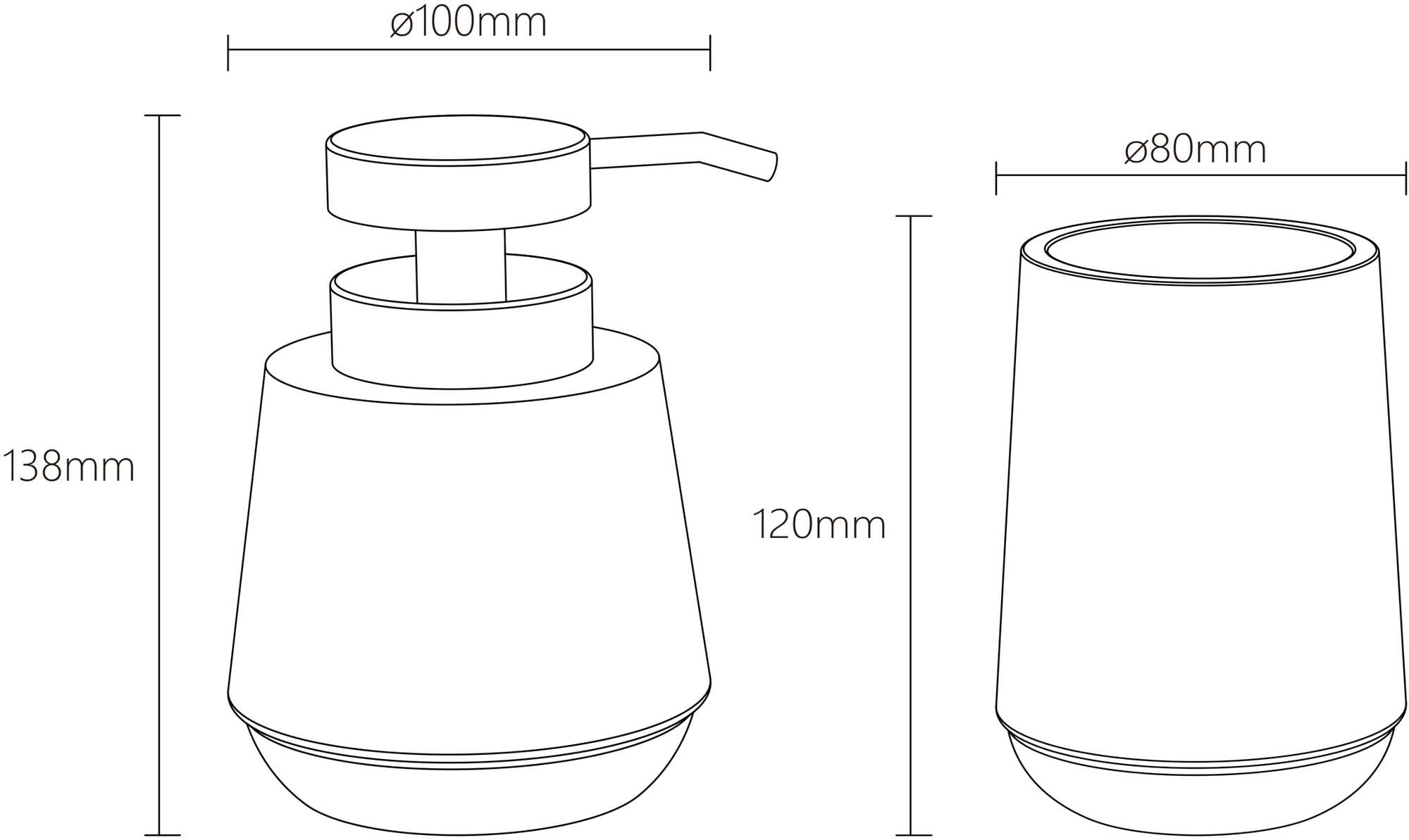 Sealskin Mood Bathroom set - Soap dispenser 380 ml - Toothbrush tumbler - Grey