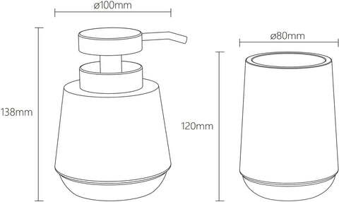 Sealskin Mood Bathroom set - Soap dispenser 380 ml - Toothbrush tumbler - Grey