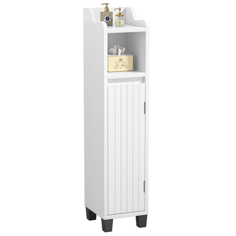 Yvsevnr Small Bathroom Storage Cabinet, Slim Bathroom Storage Unit, Narrow Bathroom Toilet Paper Storage Cabinet, Adjustable Shelves, Freestanding