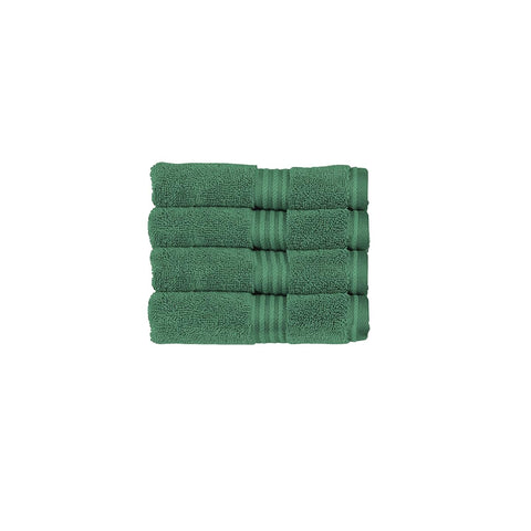 Christy Supreme Hygro 4 Face Cloths Set | Spruce Green | 100% Luxury Supima Cotton | Ultra Soft | Super Absorbent | 650GSM | 4 Wash Cloth Flannels