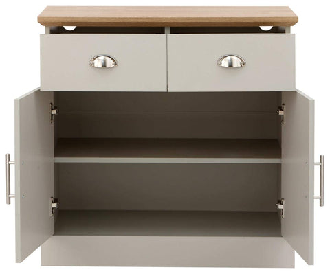 GFW Kendal Compact Sideboard Cabinet Unit With 2 Storage Drawers & Storage Cupboards Contemporary Wooden Sideboards For Living Room