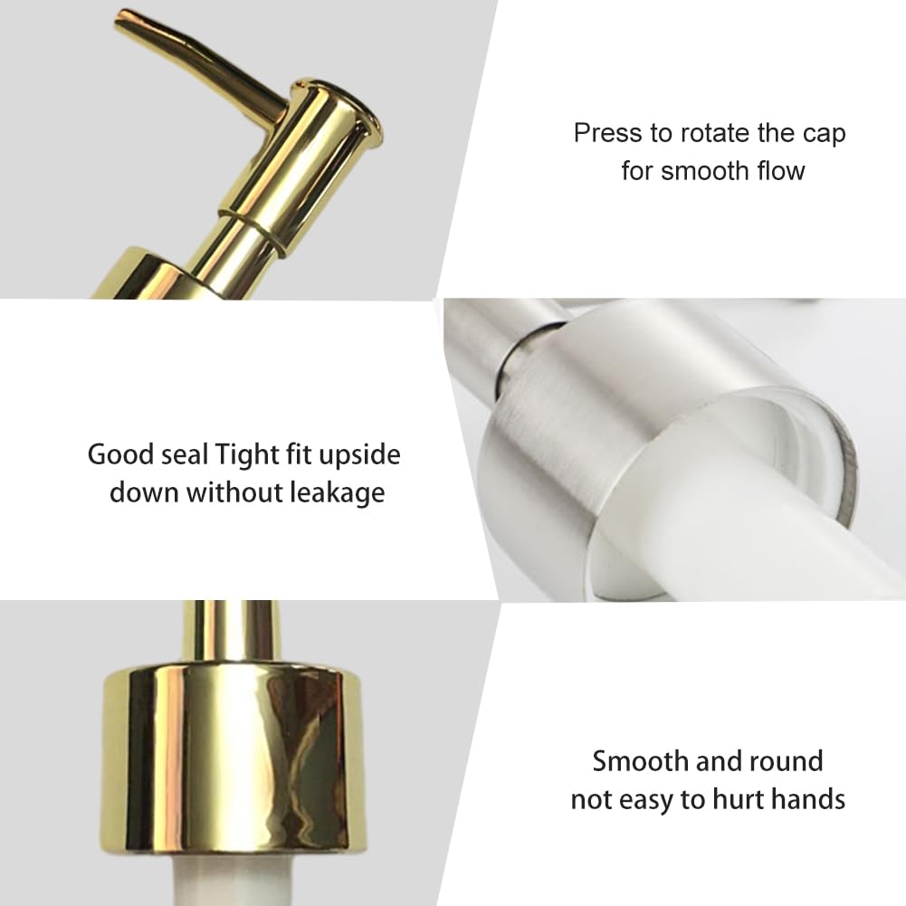 Soap Dispenser Pump Head Replacement, 4Pcs Lotion Dispensers Pump Heads with Tubes for 15 mm Thread Bottle, Spare Pump Bottle Dispenser for Kitchen