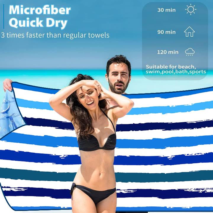 JAODFK Microfibre Beach Towel 71"X32" Quick Dry Lightweight Sand Free Extra Large Thin Towels Travel Essentials For Adults Womens Swim Bath