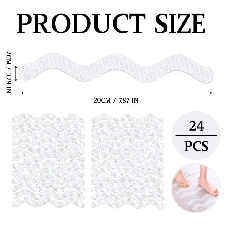 LUFFLOK 24 Pcs Bath Stickers Non Slip Bath Stickers Transparent