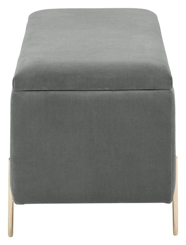 GFW Mystica Ottoman Storage Bench, Grey Storage Box with Gold Effect Legs, Upholstered Blanket Box and Bedroom Storage Seat