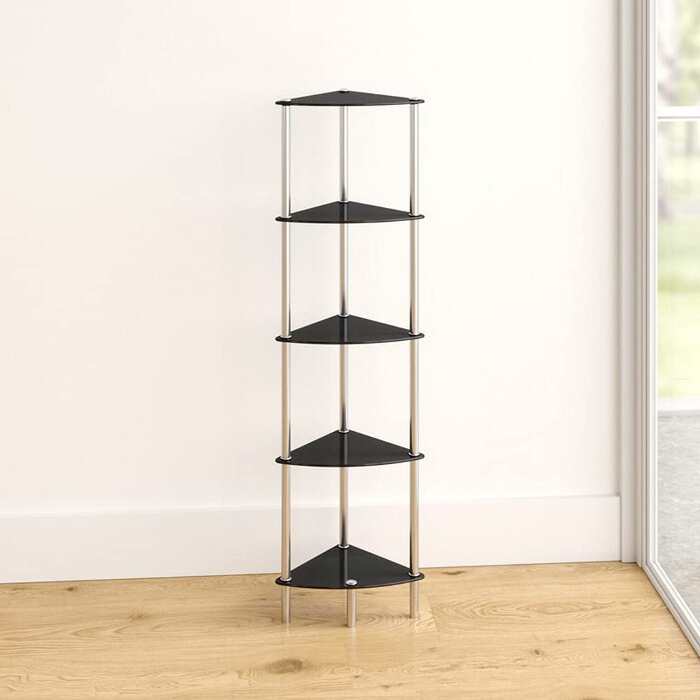 ASPECT Polo 5 Tier Corner Display Glass Unit-Black, Chrome, S
