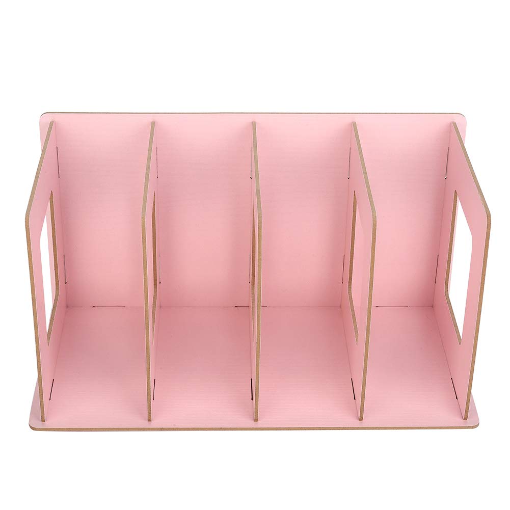 BOROCO File Organiser Desktop Organizer 4 Compartments Magazine Holders for Office School Organization and Storage (Pink)
