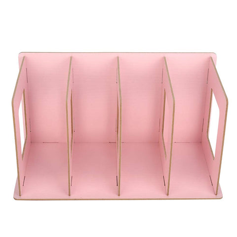 BOROCO File Organiser Desktop Organizer 4 Compartments Magazine Holders for Office School Organization and Storage (Pink)