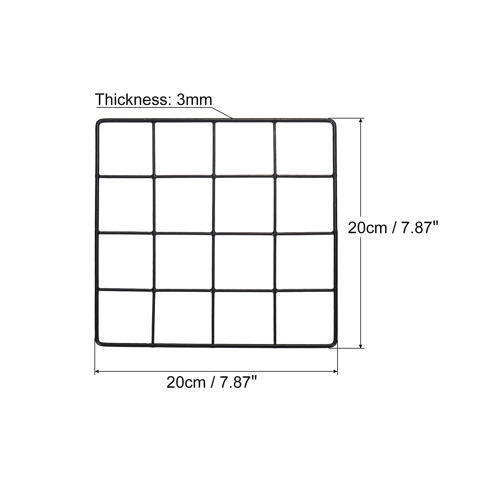 PATIKIL 8"x8" Wire Grid Panel, 1 Pack Wall Grid Decorative Panels Board Photo Pictures Display Decor Hanging Organizer for Home Office, Black