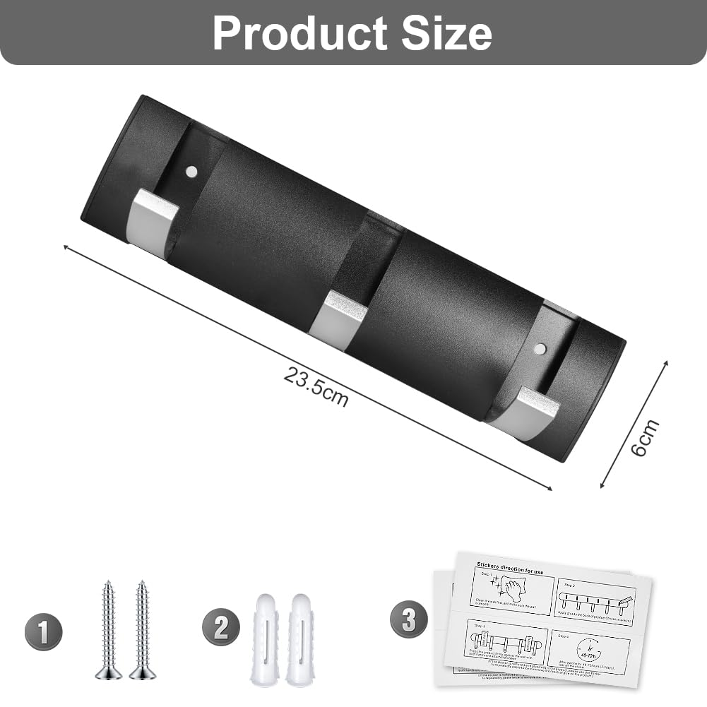 flintronic Wall Mounted Floating Rack with 3 Silver Hooks, Foldable Metal Wall Hook, Space Aluminum Material Coat Hook Rack Wall Hanger