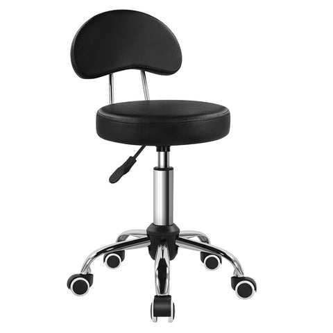KKTONER Rolling Stool with Mid Back Height Adjustable Chair PU Leather Swivel Chair with Wheels for Office Home Task Drafting (Black)