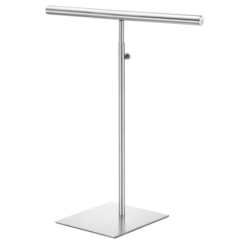sourcing map Necklace Display Stand Adjustable Height Jewelry Rack T Bar Tabletop Purse Holder for Home Boutique Store - Silver