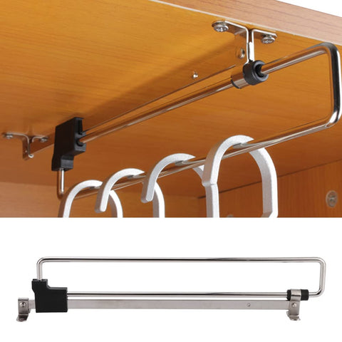 Telescopic Clothes Rod for Closet, Adjustable Pull Out Closet Rod - Retractable Valet Hanger Rail With Sliding Telescopic Extension for