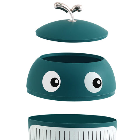 Jauhmui Cute Mini Desktop Waste Paper Bin with Lid, Plastic Whale Waste Basket, Small Table Waste Bin, Office Table Bin