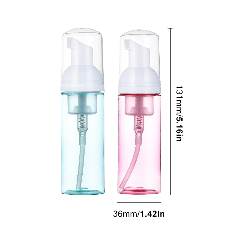 2 Pack Foam Pump Bottle, 60 Ml/2 Oz Portable Mousse Foam Soap Dispenser, Clear Mini Refillable Pump for Travel Skin Care